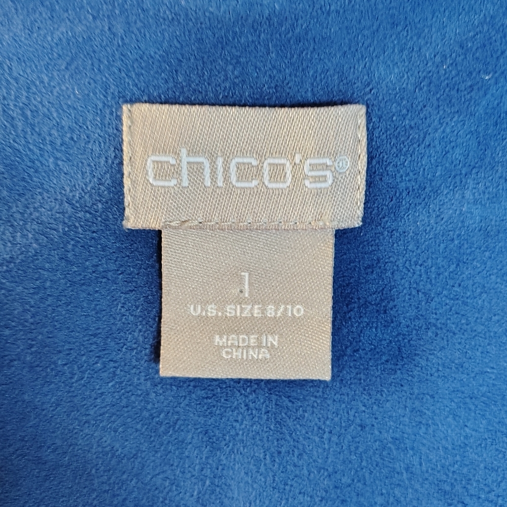 Blue Faux Suede Chico's Women's Moto Style Jacket - Picture 8 of 8